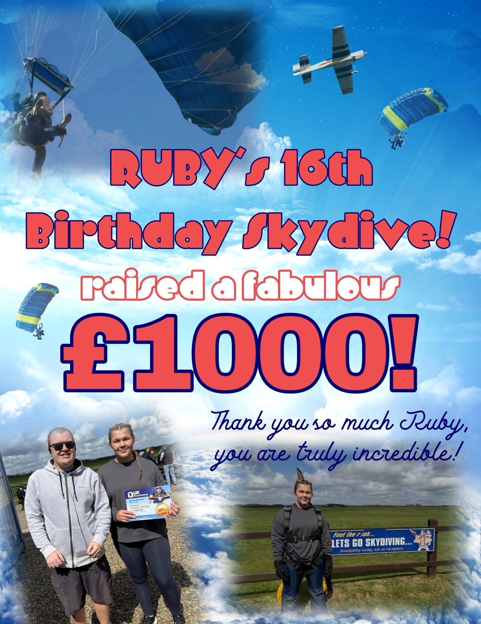 Ruby’s Birthday Skydive!